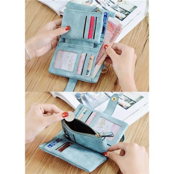 Shag Wear Large Wallet For Women - Raccoon & Friends Vegan Faux Leather, Mint Green, With Coin Zipper